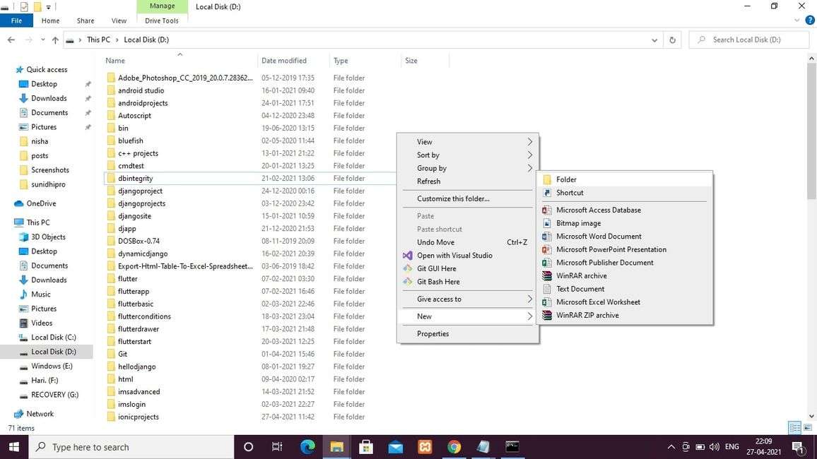 how to create a new folder in windows